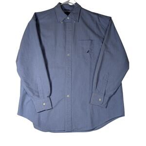 Nautica Blue Chambray ShirtXL Button down pocket logo substantialweight chest52"